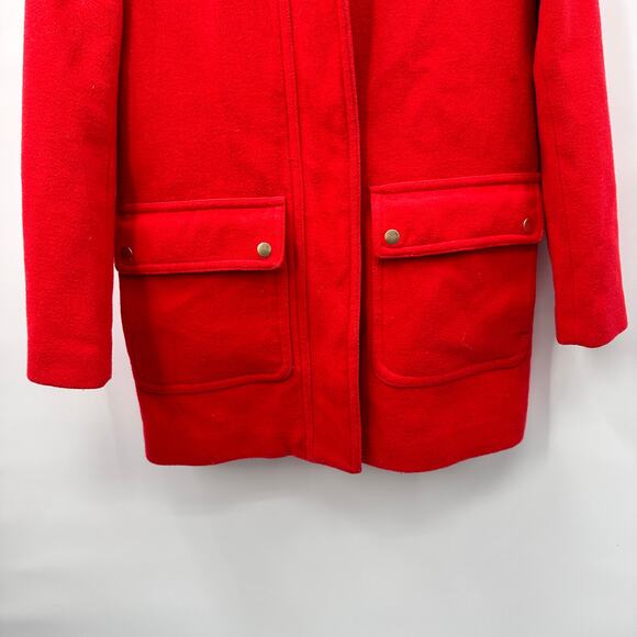J. CREW Red Coral Vail Parka Wool Blend  Jacket Coat  // 00 - Picture 4 of 8